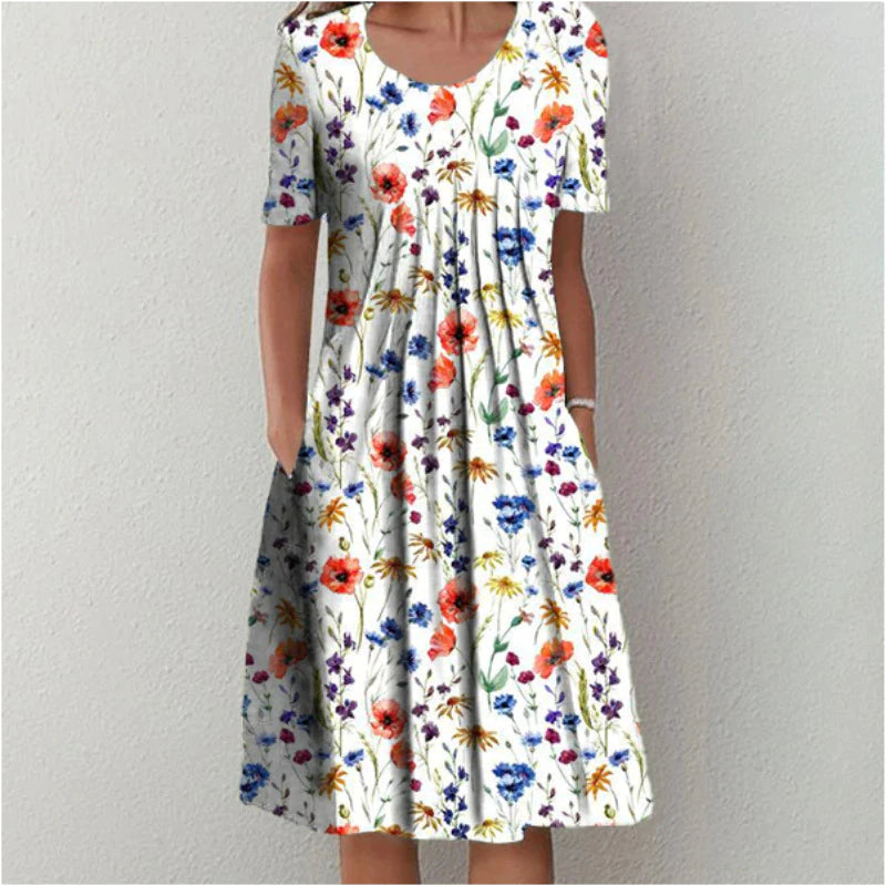 Aroha | Casual Floral Print Dress with Pockets