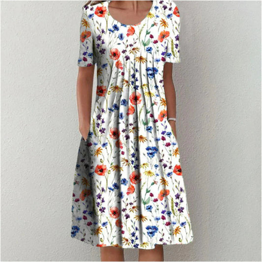 Aroha | Vestido casual con estampado floral y bolsillos