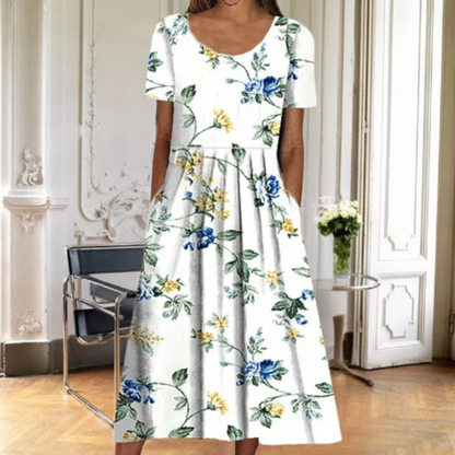 Amapola | Robe midi d'été pour femme avec imprimé botanique