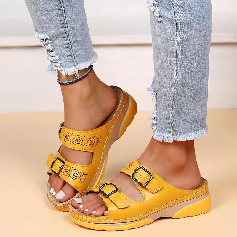Helena | Mujer sandalias ortopédicas con doble hebilla y diseño abierto