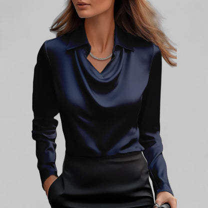 Candela | Blouse fluide satinée élégante à col bénitier pour femme