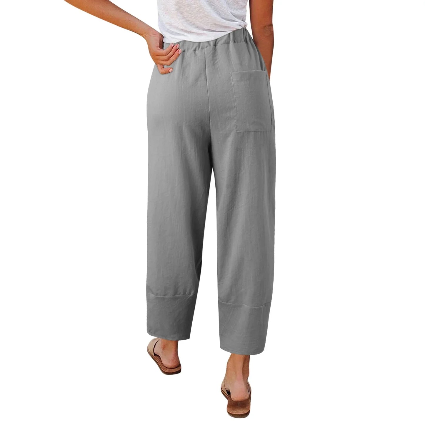 Mireya | Mujer pantalón ancho con diseño suelto y largo cropped