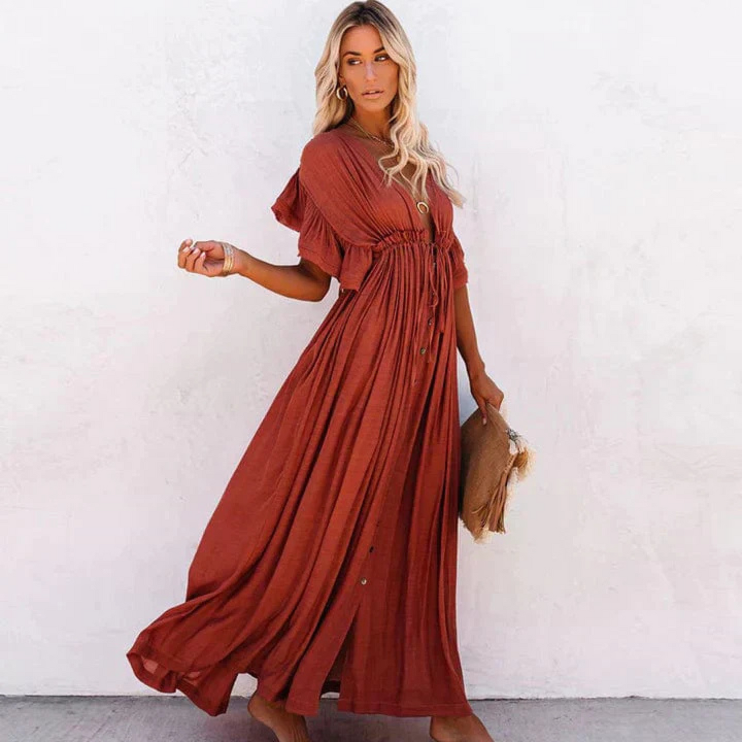 Yolanda | Robe longue légère et fluide pour femme pour l'été