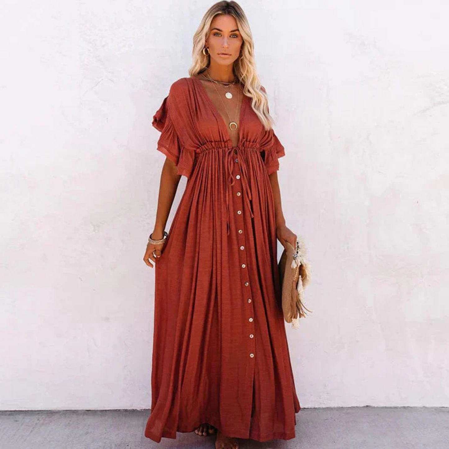 Yolanda | Robe longue légère et fluide pour femme pour l'été