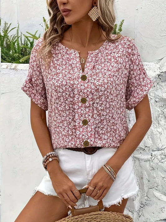 Basilea | Top de verano con mangas cortas y botones para mujer