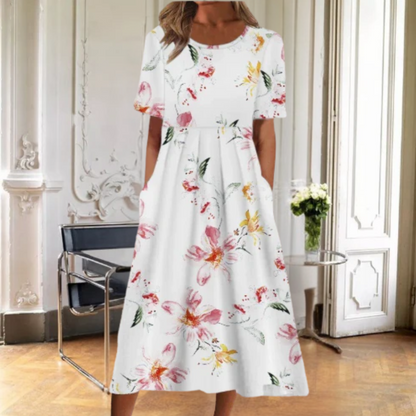 Amapola | Robe midi d'été pour femme avec imprimé botanique