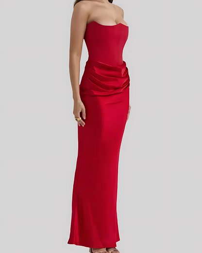 Alvara | Drapiertes trägerloses Maxikleid für Damen