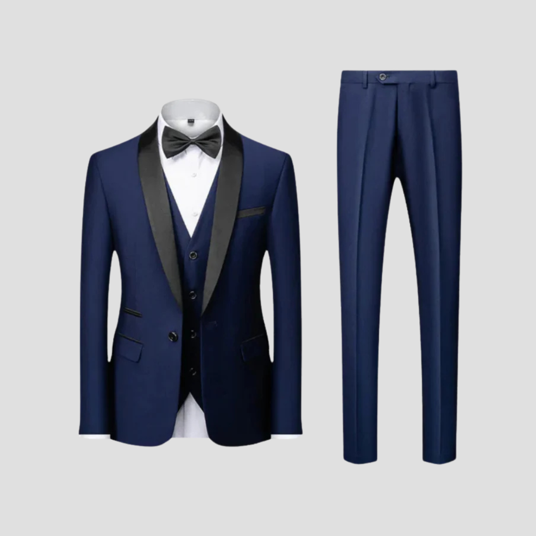 Alberto | Dreiteiliger Herrenanzug mit Slim-Fit-Schnitt und Smokingjacke