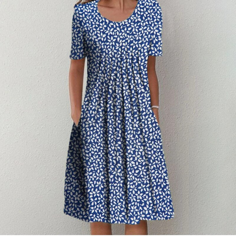Aroha | Casual Floral Print Dress with Pockets