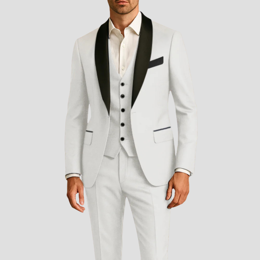Alberto | Dreiteiliger Herrenanzug mit Slim-Fit-Schnitt und Smokingjacke