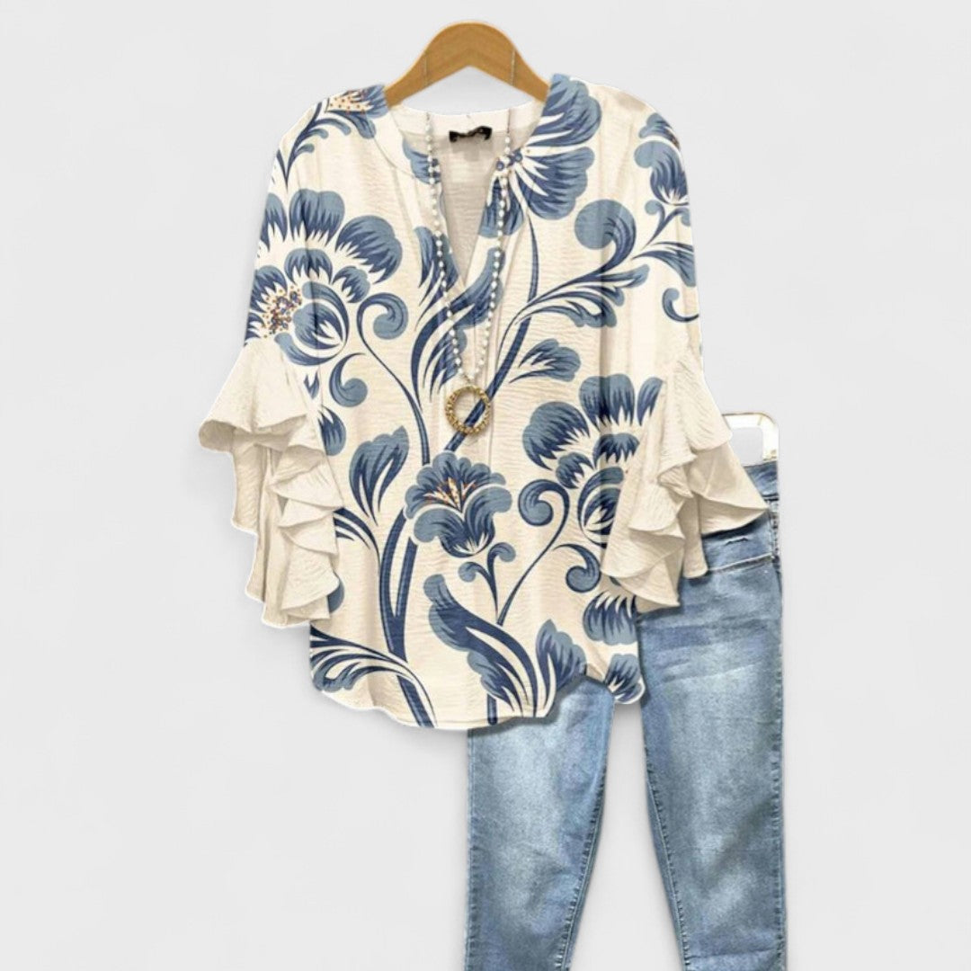 Selia | Chemisier floral à manches évasées et coupe ample pour femme