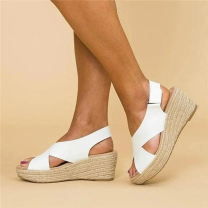 Iliana | Espadrilles für Damen mit Plateau und gekreuzten Riemen