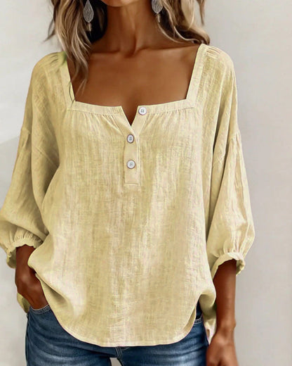 Lurea | Bluse für Damen mit quadratischem Ausschnitt und Knöpfen  
