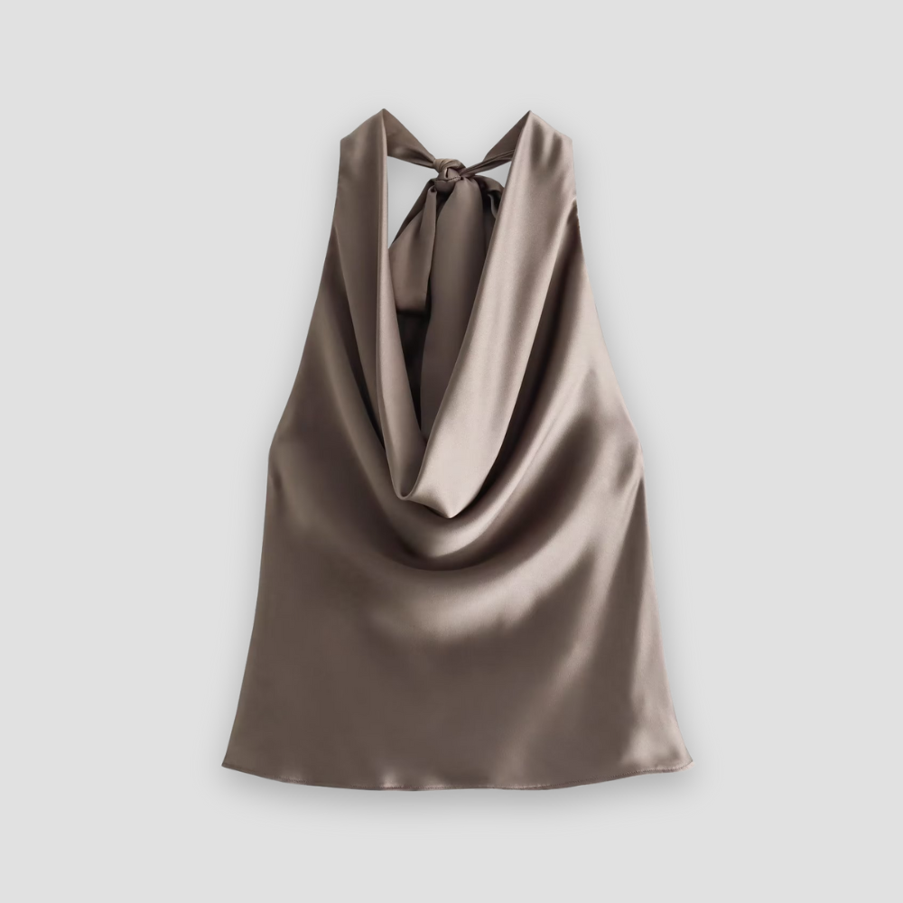 Arisenda | Haut licou élégant en satin pour femme | Nœud