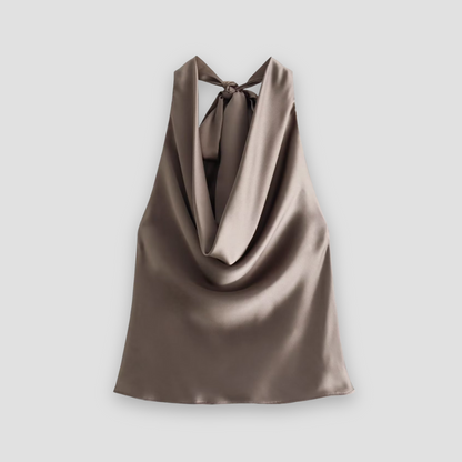 Arisenda | Haut licou élégant en satin pour femme | Nœud