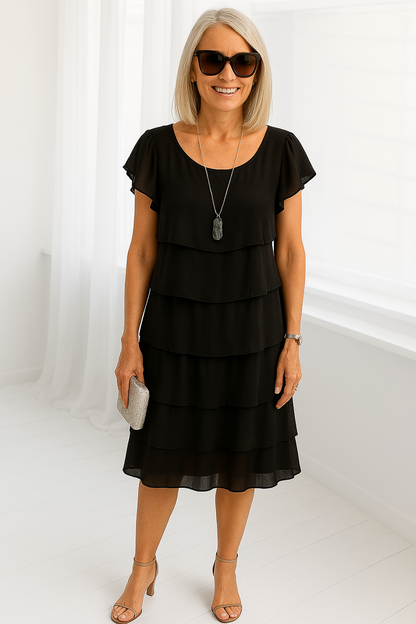 Arelis | Robe midi étagée à manches courtes pour femme