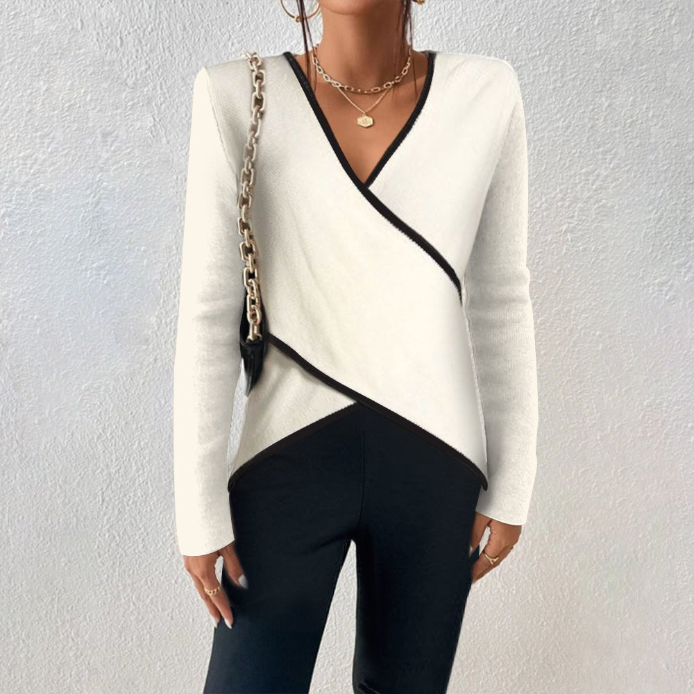 Valeria | Damenpullover mit V-Ausschnitt und elegantem Wickeldesign  
