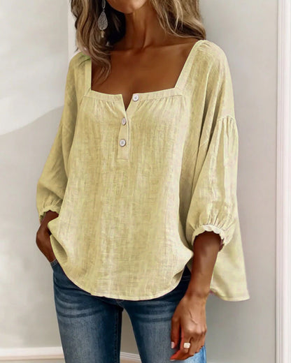 Lurea | Bluse für Damen mit quadratischem Ausschnitt und Knöpfen  
