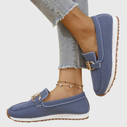 Fabianna | Damen Mokassins mit Schnalle und strukturierter Oberfläche, elegant | Bequem