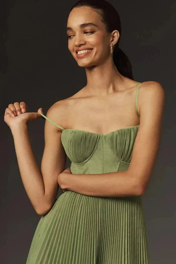 Guiomar | Robe longue plissée à bretelles pour femme