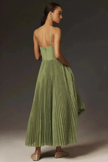 Guiomar | Robe longue plissée à bretelles pour femme