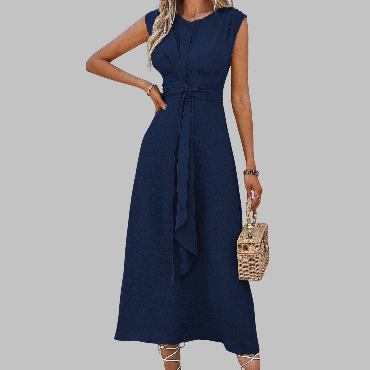 Zanira | Elegantes Maxikleid mit Rundhalsausschnitt und ärmellos  