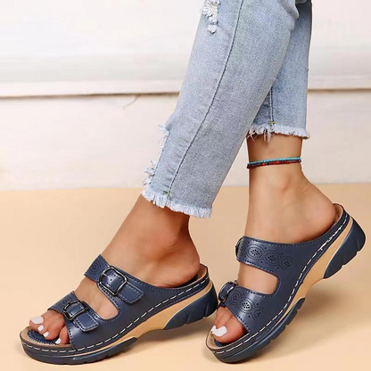 Helena | Mujer sandalias ortopédicas con doble hebilla y diseño abierto