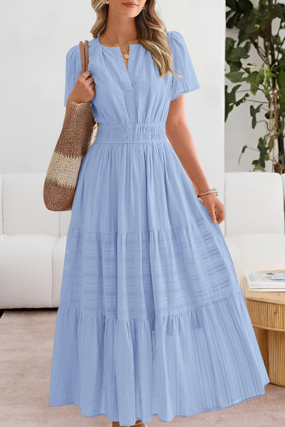 Adela | Vestido midi boho para mujer con cintura fruncida