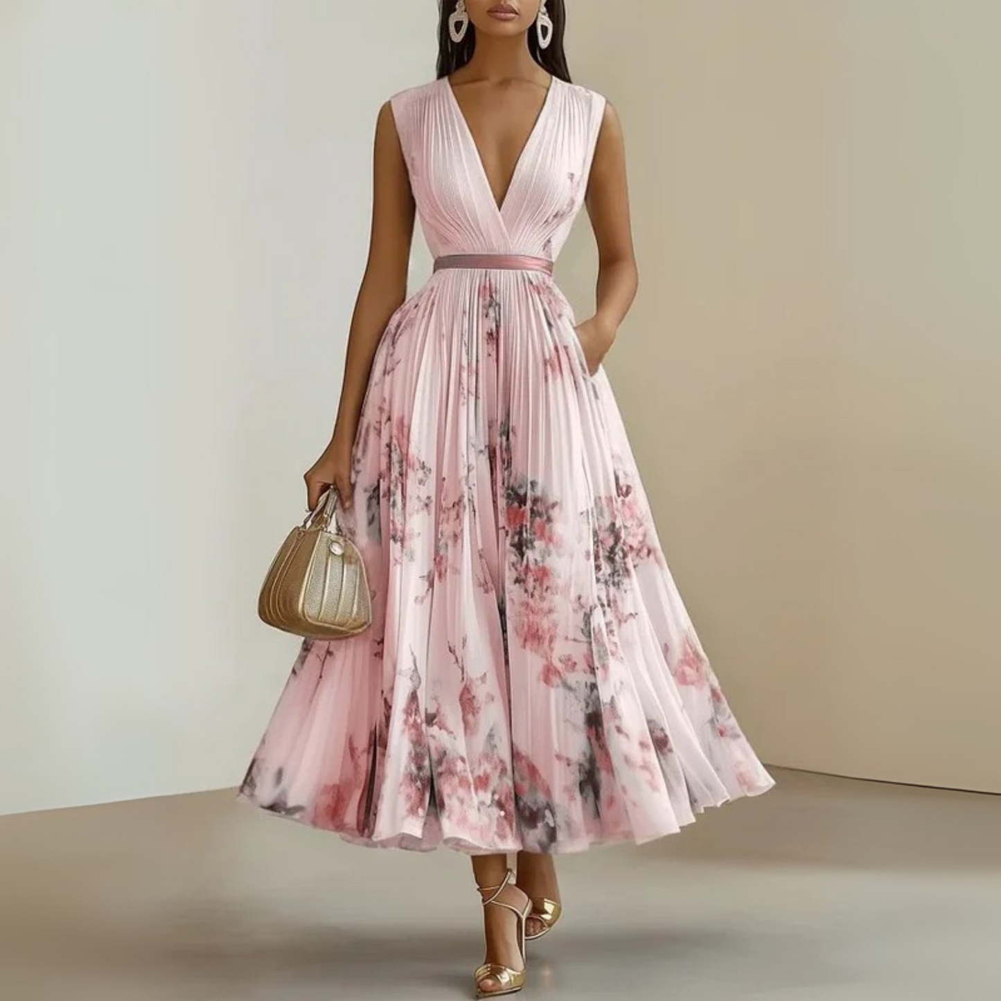 Andrea | Women's Sleeveless Floral Print Summer Maxi Dress