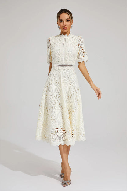 Leoncia | Vestido midi elegante para mujer de encaje