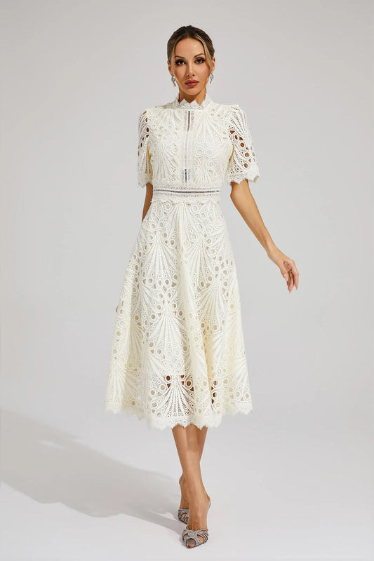 Leoncia | Elegant Women's Lace Midi Dress