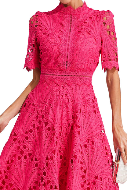 Leoncia | Vestido midi elegante para mujer de encaje
