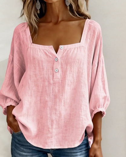 Lurea | Bluse für Damen mit quadratischem Ausschnitt und Knöpfen  