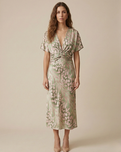 Ana | Wickel-Midikleid für Damen mit V-Ausschnitt | Elegant