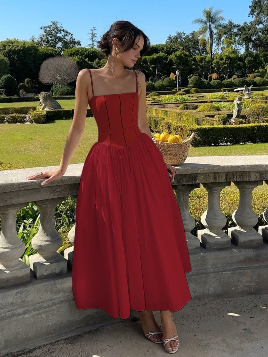Araceli | Midi-Kleid mit Korsett und Trägern für Damen  