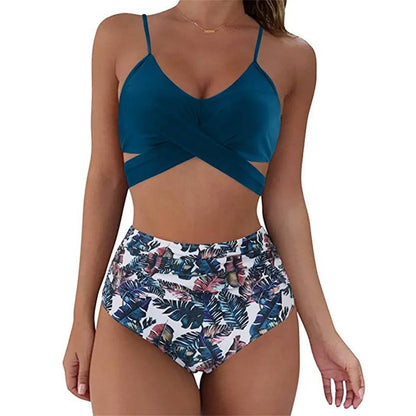 Rosalina | Bikini für Damen mit hohem Bund und Blumenmuster  