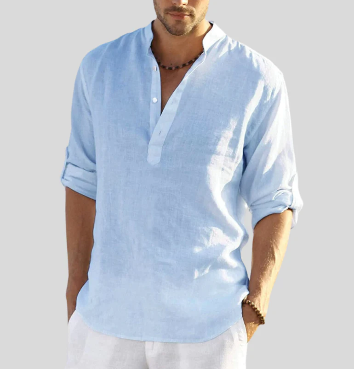 Orvian | Men's Casual Open Collar Long Sleeve Shirt
