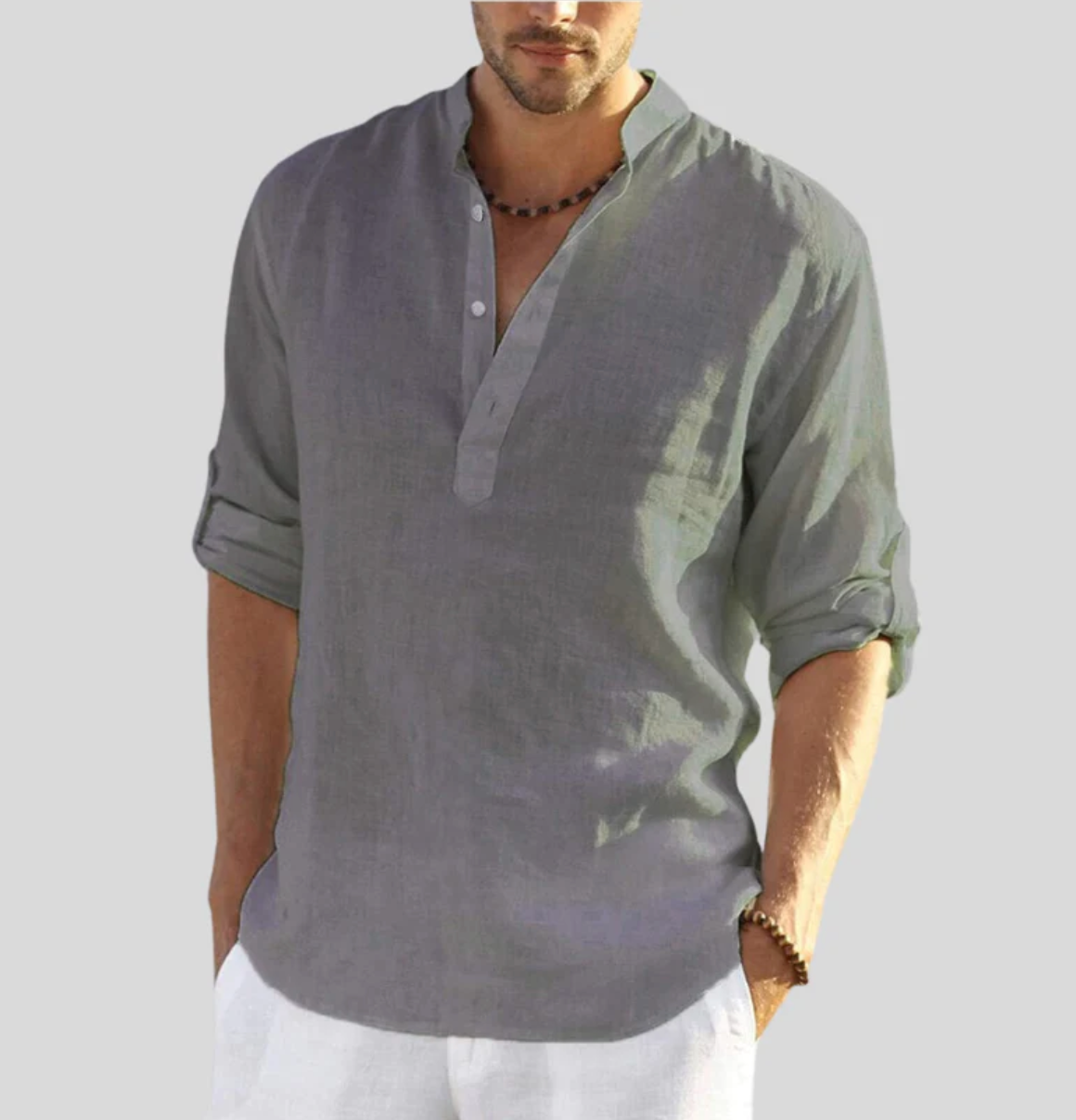 Orvian | Men's Casual Open Collar Long Sleeve Shirt