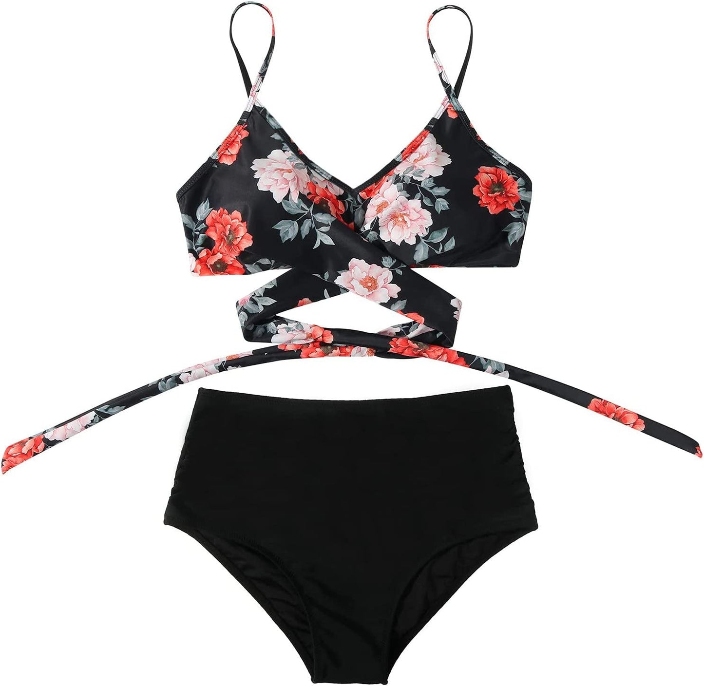 Rosalina | Bikini für Damen mit hohem Bund und Blumenmuster  