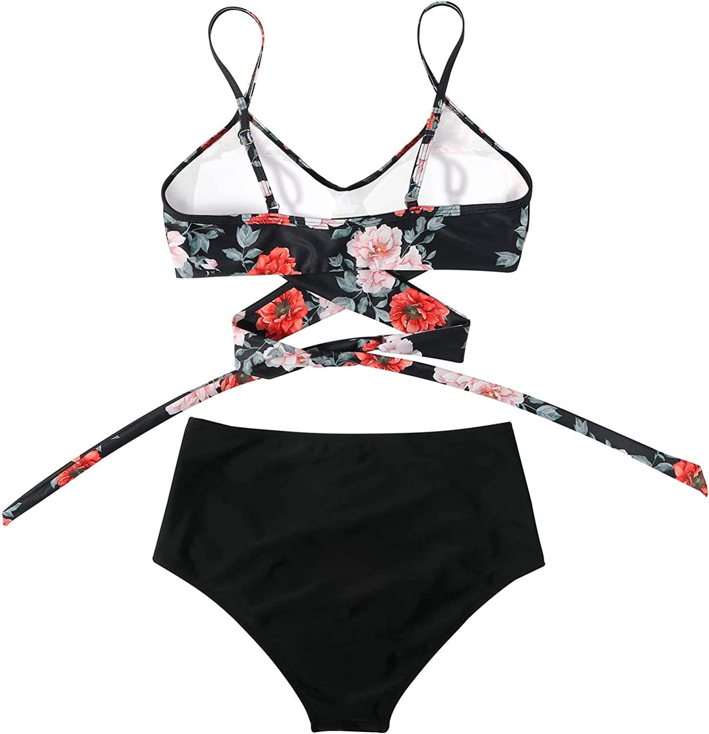Rosalina | Bikini für Damen mit hohem Bund und Blumenmuster  