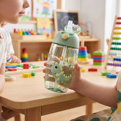 Emi | Botella infantil reutilizable con dinosaurio y pajita