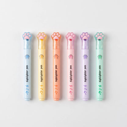 Rumi | Rotuladores fluorescentes pastel con tapa de huella gato