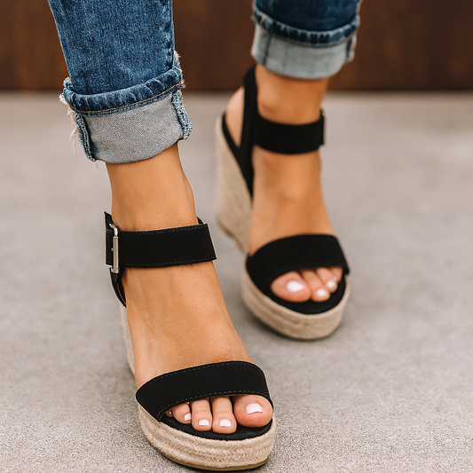 Maribel | Sandalias de cuña para mujer con diseño de verano y puntera abierta