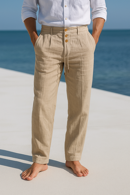 Zarev | Pantalon en lin léger avec cordon et poches