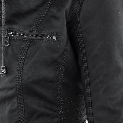 Fiorella | Chaqueta motera ajustada para mujer con capucha | Atrevida