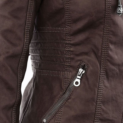 Fiorella | Chaqueta motera ajustada para mujer con capucha | Atrevida
