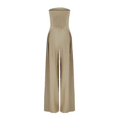 Lourdes | Eleganter Jumpsuit für Damen ohne Träger und mit weitem Bein  