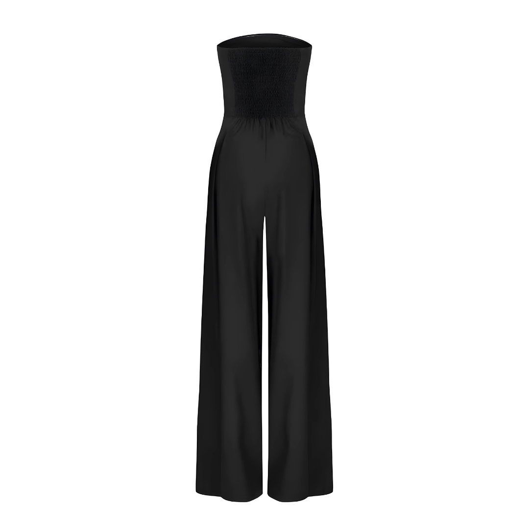 Lourdes | Eleganter Jumpsuit für Damen ohne Träger und mit weitem Bein  