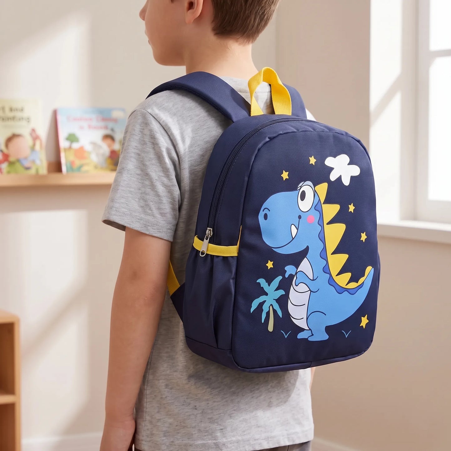 Suki | Kinderschulrucksack mit Dinosaurier und Reißverschluss