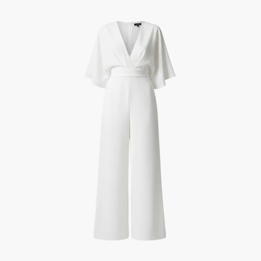 Guadalupe | Women's wedding jumpsuit with V-neck and short sleeves
